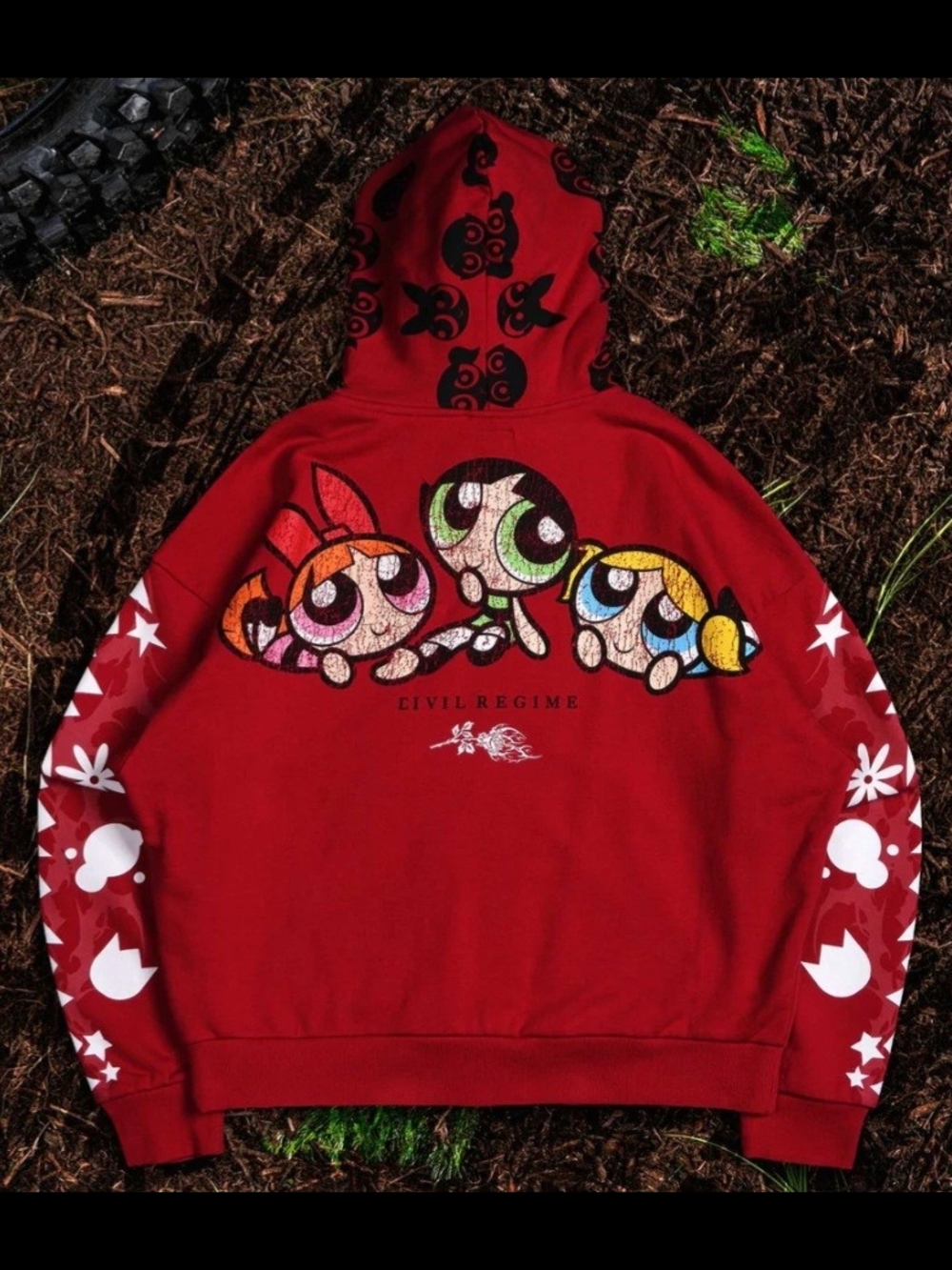 Civil Regime "Trio Outliners" Distressed Zip Up Hoodie